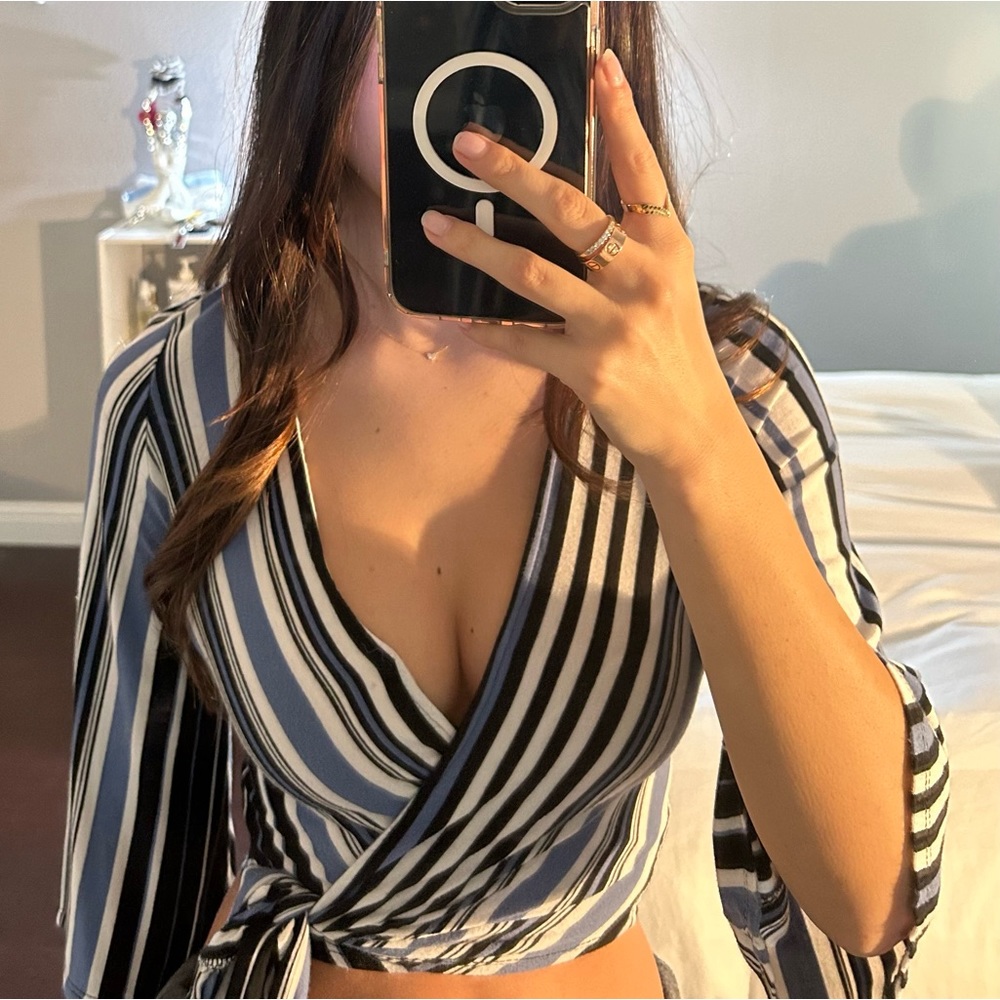 Striped Tie Blouse